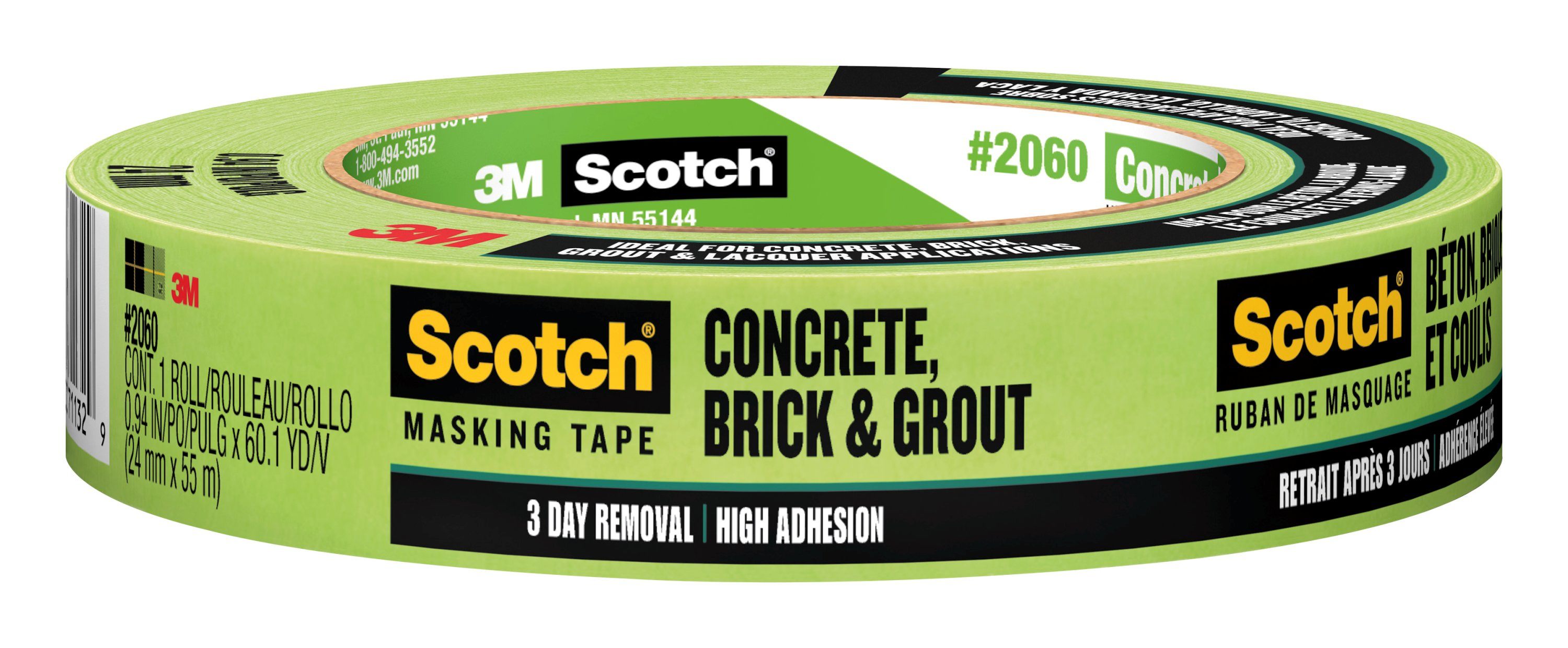 Scotch® Masking Tape for Hard-to-Stick Surfaces 2060-24A Green 24 mm x 55 m 