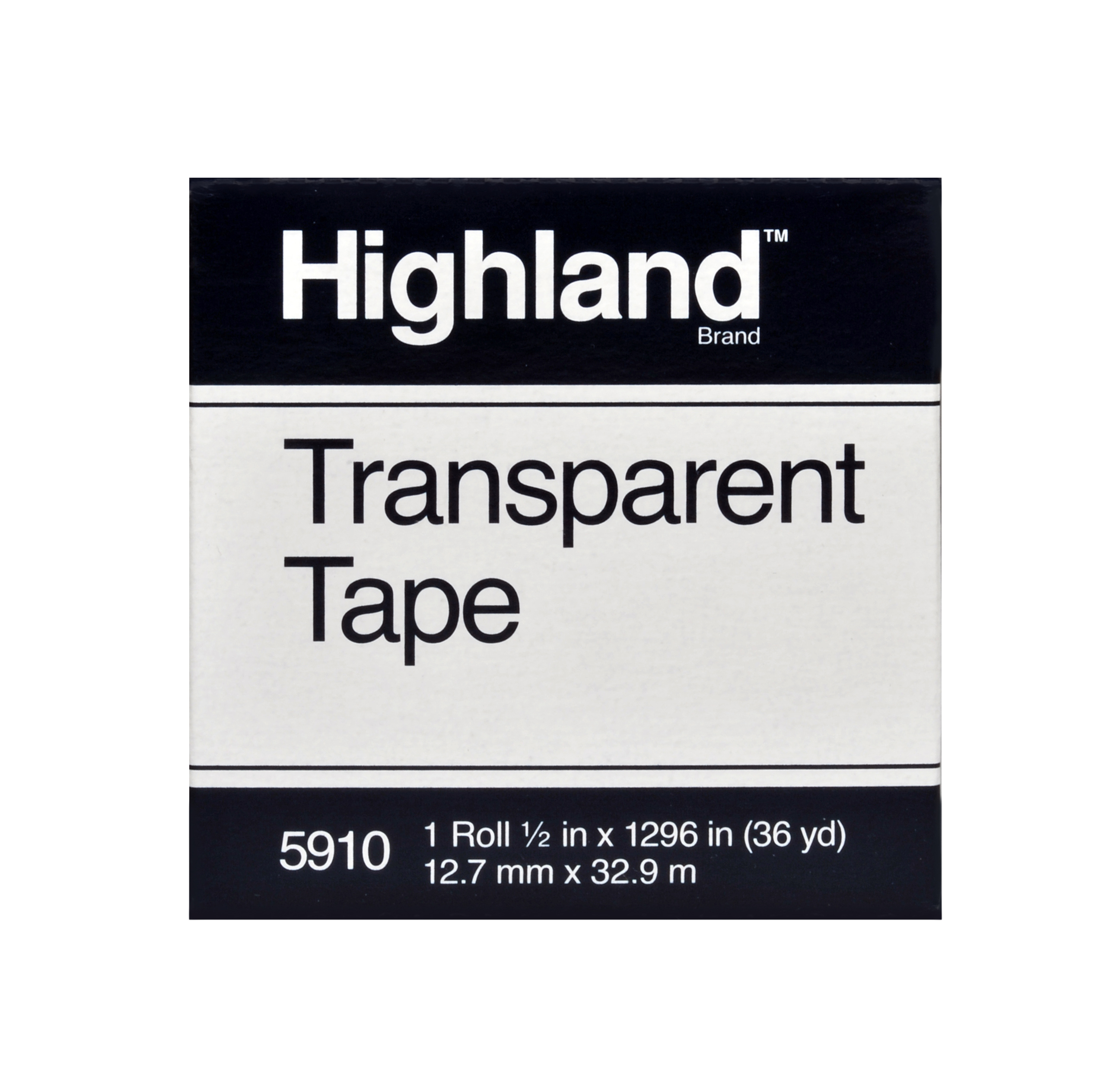 Highland #5910 Transparent Tape 1/2" Wide BOX OF 12 ROLLS 