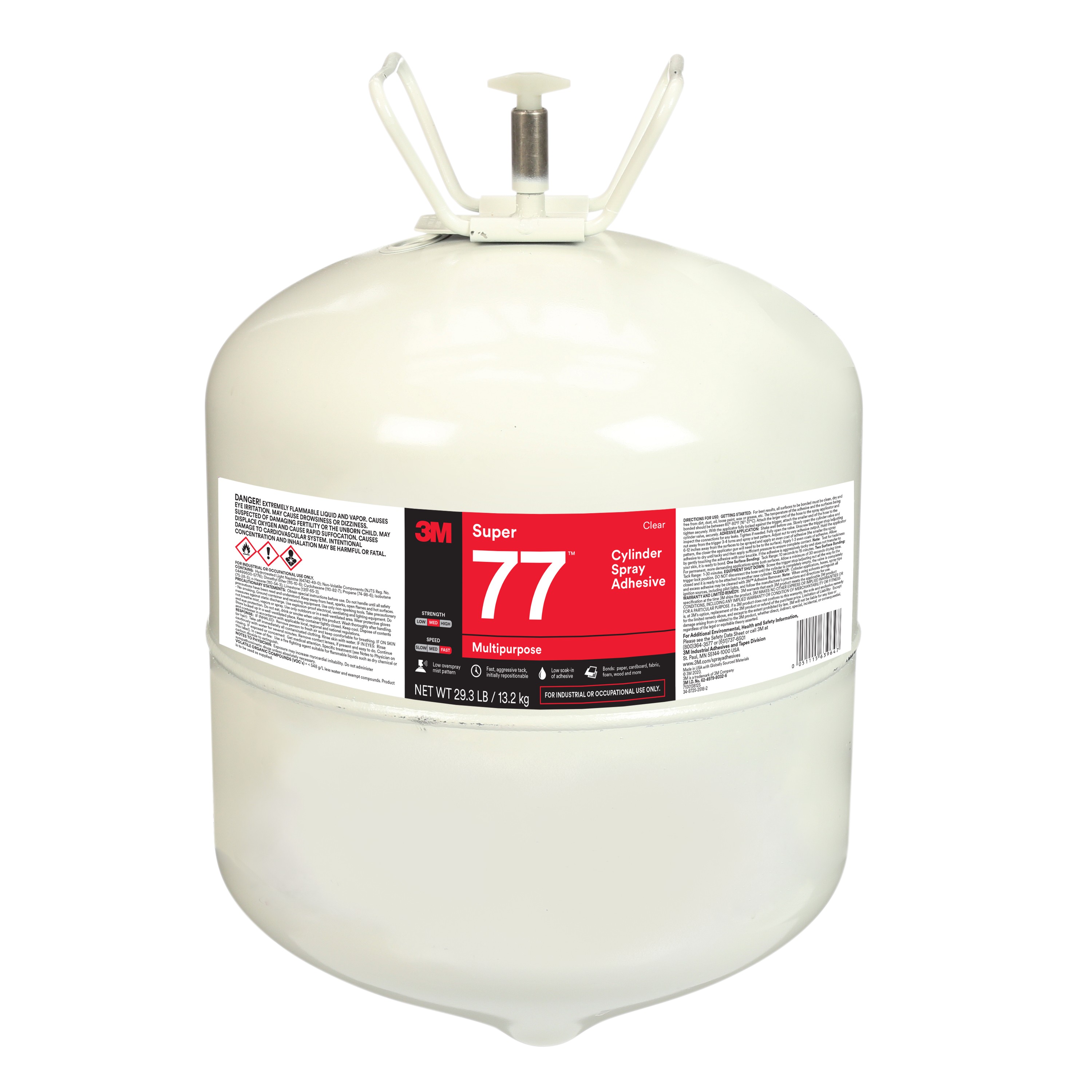 3M™ Super 77™ Classic Cylinder Spray Adhesive, Clear, Large, Net Wt 29.3 lb, 1 Each/Case (Case of...