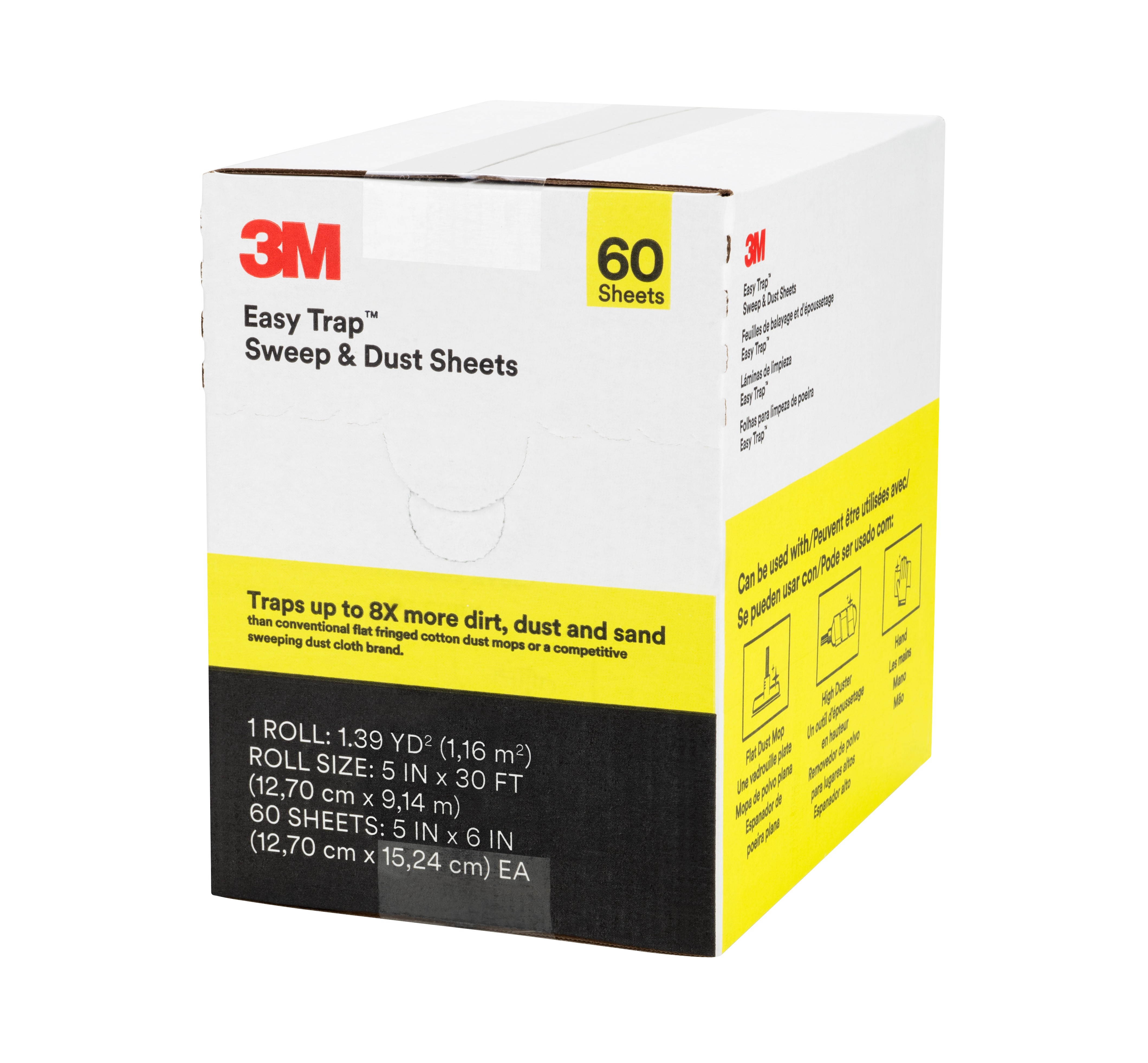 3M™ Easy Trap™ Sweep & Dust Sheets, 5 in x 6 in, 60 Sheets/Roll, 8 Rolls/Case (Case of 8) SKU 710...