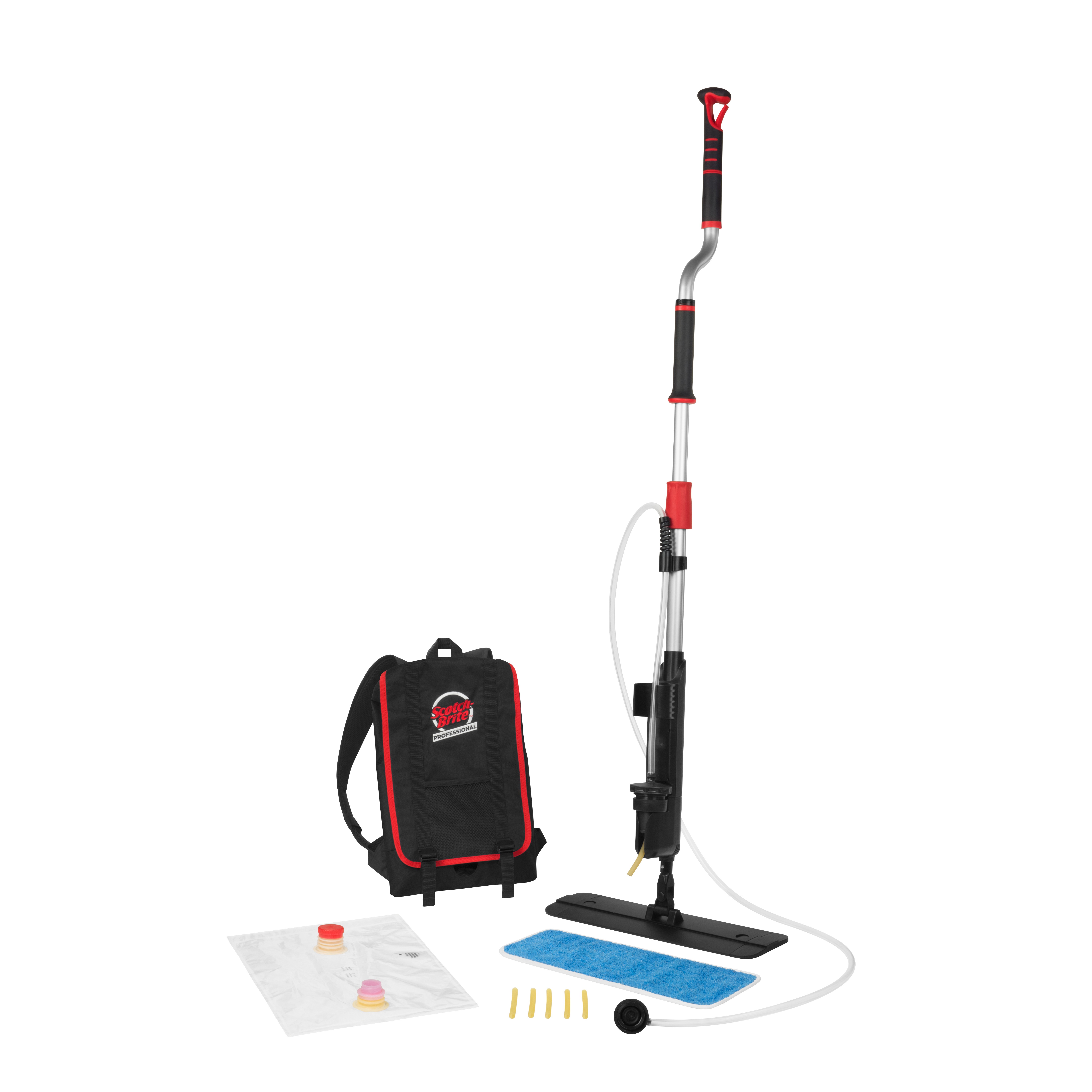 Scotch-Brite™ Professional 2-In-1 Flat Mop & Backpack Finish Applicator Kit, Ergonomic Handle (Ca...
