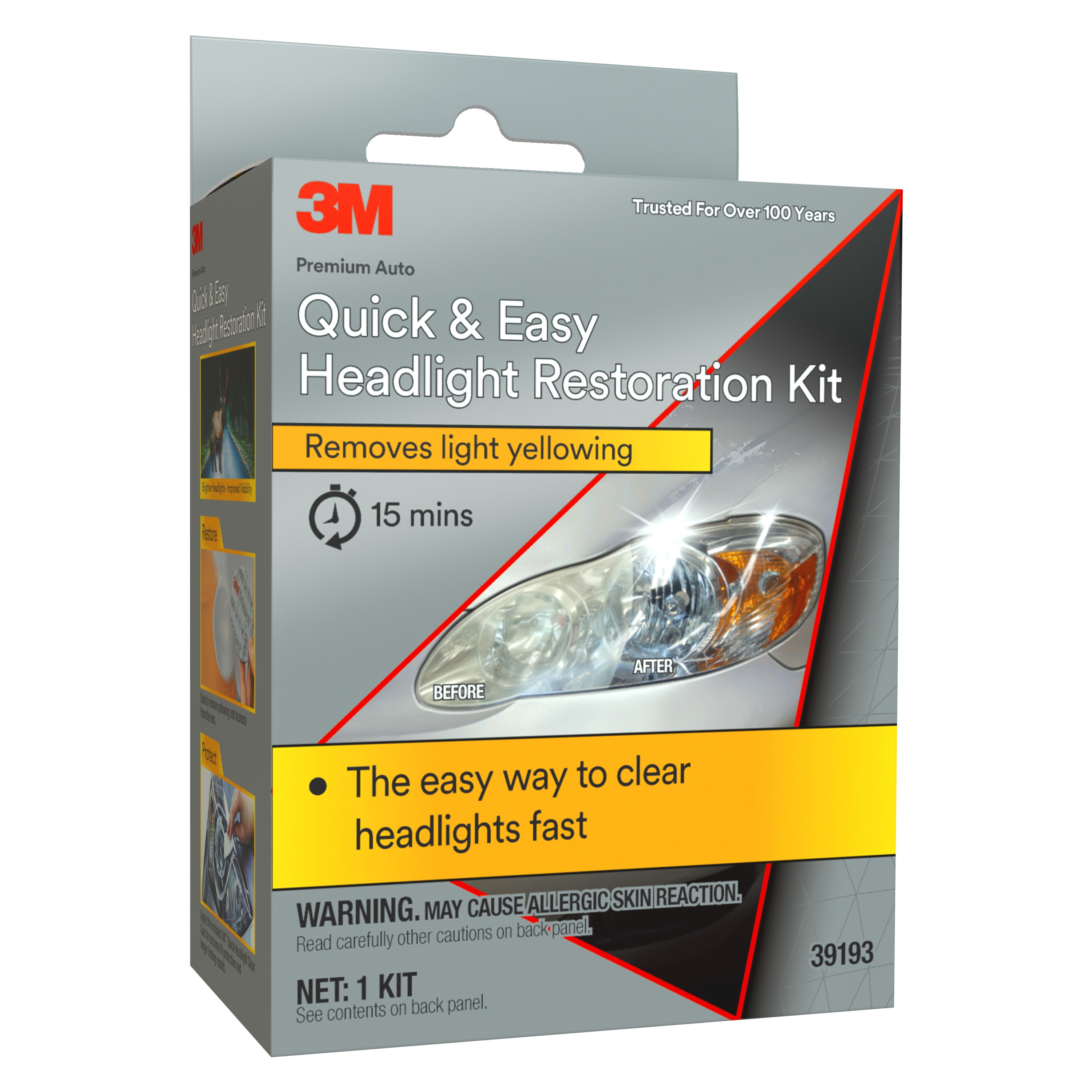 3M™ Quick and Easy Headlight Restoration Kit 39193, 4/Case (Case of 4) SKU 7100330705