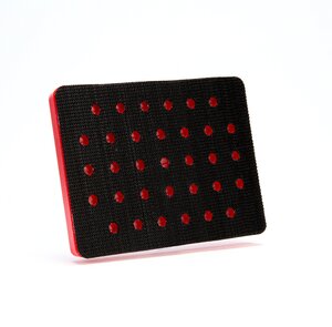 3M™ Hookit™ Clean Sanding Pad 20435, 3 in x 4 in x 1/2 in 33 Holes Red Foam, 10 per case