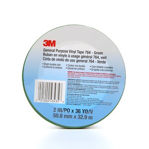 3M™ General Purpose Vinyl Tape 764, Green, 2 in x 36 yd, 5 mil, 24 rolls per case