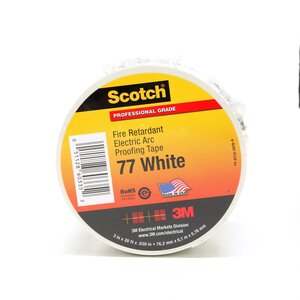 Scotch® Fire-Retardant Electric Arc Proofing Tape 77W, 3 in x 20 ft, White/Gray, 1 roll/carton, 10 rolls/Case