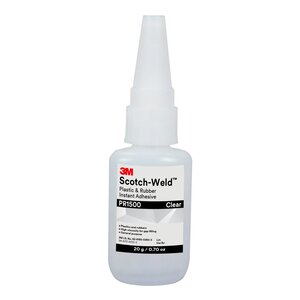 3M™ Scotch-Weld™ Plastic & Rubber Instant Adhesive PR1500, Clear, 20 Gram Bottle, 10/case