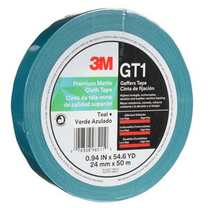 3M™ Premium Matte Cloth (Gaffers) Tape GT1, Teal, 24 mm x 50 m, 11 mil,
48 per case