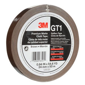 3M™ Premium Matte Cloth (Gaffers) Tape GT1, Brown, 24 mm x 50 m, 11 mil,
48 per case