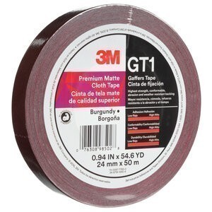 3M™ Premium Matte Cloth (Gaffers) Tape GT1, Burgundy, 24 mm x 50 m, 11
mil, 48 per case