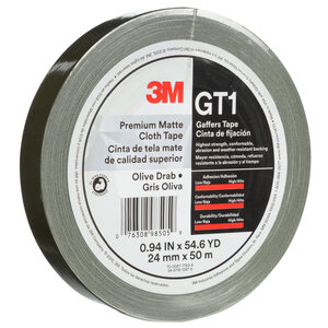 3M™ Premium Matte Cloth (Gaffers) Tape GT1, Olive Drab, 24 mm x 50 m, 11
mil, 48 per case