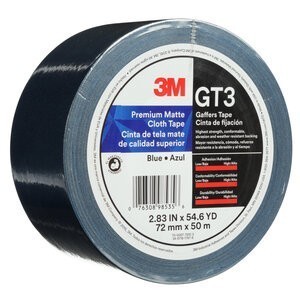 3M™ Premium Matte Cloth (Gaffers) Tape GT3, Blue, 72 mm x 50 m, 11 mil,
16 per case