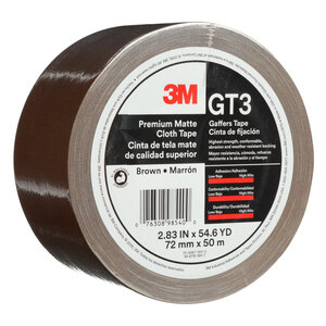 3M™ Premium Matte Cloth (Gaffers) Tape GT3, Brown, 72 mm x 50 m, 11 mil,
16 per case