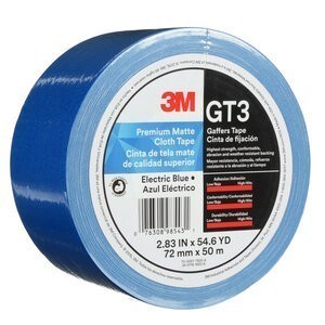 3M™ Premium Matte Cloth (Gaffers) Tape GT3, Electric Blue, 72 mm x 50 m,
11 mil, 16 per case