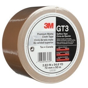 3M™ Premium Matte Cloth (Gaffers) Tape GT3, Tan, 72 mm x 50 m, 11 mil,
16 per case