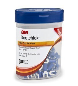3M™ Scotchlok™ Fork Nylon Insulated, 100/bottle, MNG14-6FX, wider-tongue design for use on free-standing studs