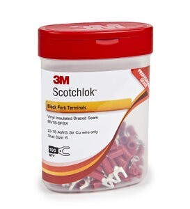 3M™ Scotchlok™ Fork Nylon Insulated, 100/bottle, MNG18-6FX, wider-tongue design for use on free-standing studs