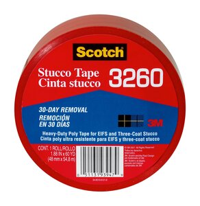Scotch® Stucco Tape 3260-A, 1.88 in x 60 yd (48 mm x 54.8 m) Stucco Tape 12 rls/cs