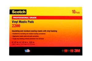 Scotch® Vinyl Mastic Pad 2200, 3-1/4 in x 4-1/2 in, Black, 10 pads/carton, 50 pads/Case