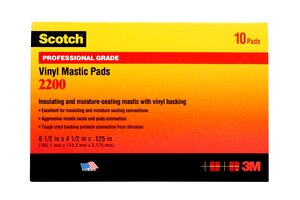 Scotch® Vinyl Mastic Pad 2200, 6-1/2 in x 4-1/2 in, Black, 10 pads/carton, 50 pads/Case