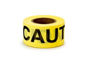 Scotch® Repulpable Barricade Tape 516, CAUTION, 3 in x 150 ft, Yellow, 8 rolls/Case