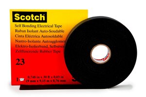 Scotch® Rubber Splicing Tape 23, 3/4 in x 30 ft, Black, 1 roll/carton, 20 rolls/Case