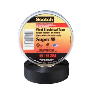 Scotch® Vinyl Electrical Tape Super 88, 3/4 in x 66 ft, Black, 10 rolls/carton, 100 rolls/Case