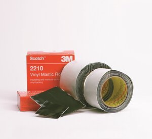 Scotch® Vinyl Mastic Roll 2210, 4 in x 10 ft, Black, 1 roll/carton, 10 rolls/Case