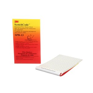 3M™ ScotchCode™ Pre-Printed Wire Marker Book SPB-13, black print on a white background highlights the characters