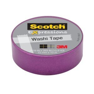 Scotch® Expressions Washi Tape C314-PUR, .59 in x 393 in (15 mm x 10 m) Purple