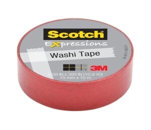 Scotch® Expressions Tape C314-RED, .59 in x 393 in (15 mm x 10 m) Red
