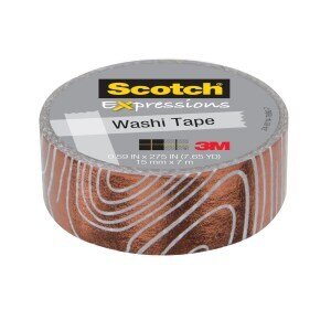 Scotch® Expressions Washi Tape C614-P1, White and Copper Foil Swirl