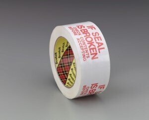 Scotch® Printed Message Box Sealing Tape 3771 White If Seal is Broken Check Contents Before Accepting, 48 mm x 914 m, 6 per case Bulk