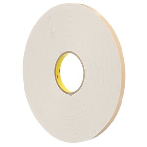 3M™ Double Coated Polyethylene Foam Tape 4496W, White, 4.8 in x 250 yd, 62 mil, 2 rolls per case