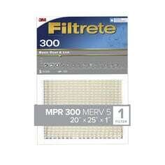 Filtrete™ Basic Dust & Lint Air Filter, 300 MPR, 303-4, 20 in x 25 in x
1 in (50.8 cm x 63.5 cm x 2.5 cm)