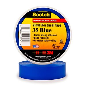 Scotch® Vinyl Color Coding Electrical Tape 35, 3/4 in x 66 ft, Blue, 10 rolls/carton, 100 rolls/Case