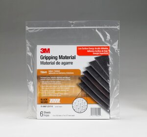 3M™ Gripping Material TB641, Black, 6 in x 7 in, 6 sheets per bag