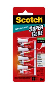 Scotch® Super Glue Gel AD119, 4-Pack of single-use tubes, .017 oz each
