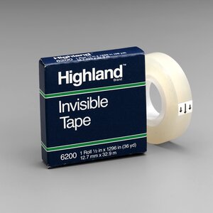 Highland™ Invisible Tape 6200, 1/2 in x 1296 in Boxed