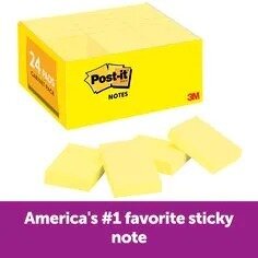 Post-it® Notes 653-24VAD, 1 3/8 in x 1 7/8 in (34.9 mm x 47.6 mm)