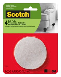 Scotch™ Round Felt Pads SP808-NA, Beige, 3 in, 4/pk