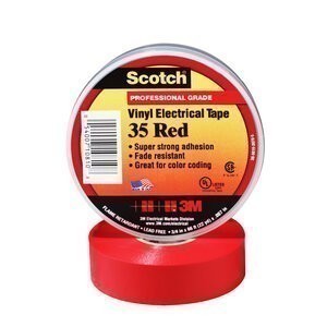 Scotch® Vinyl Color Coding Electrical Tape 35, Red, Configurable
