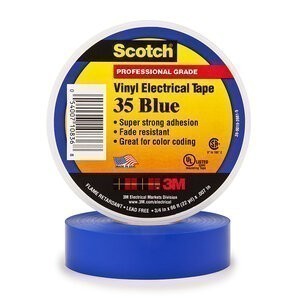 Scotch® Vinyl Color Coding Electrical Tape 35, Blue, Configurable