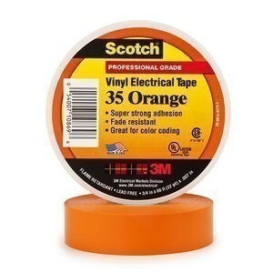 Scotch® Vinyl Color Coding Electrical Tape 35, Orange, Configurable