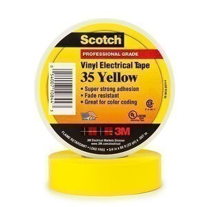 Scotch® Vinyl Color Coding Electrical Tape 35, Yellow, Configurable
